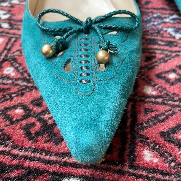Jimmy Choo teal pointy toe flats, sz 39 - Picture 6 of 7